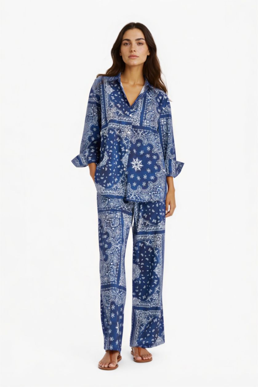 Woman NAVY Fall in Love Regular Fit Paisley Patterned Beach Trousers