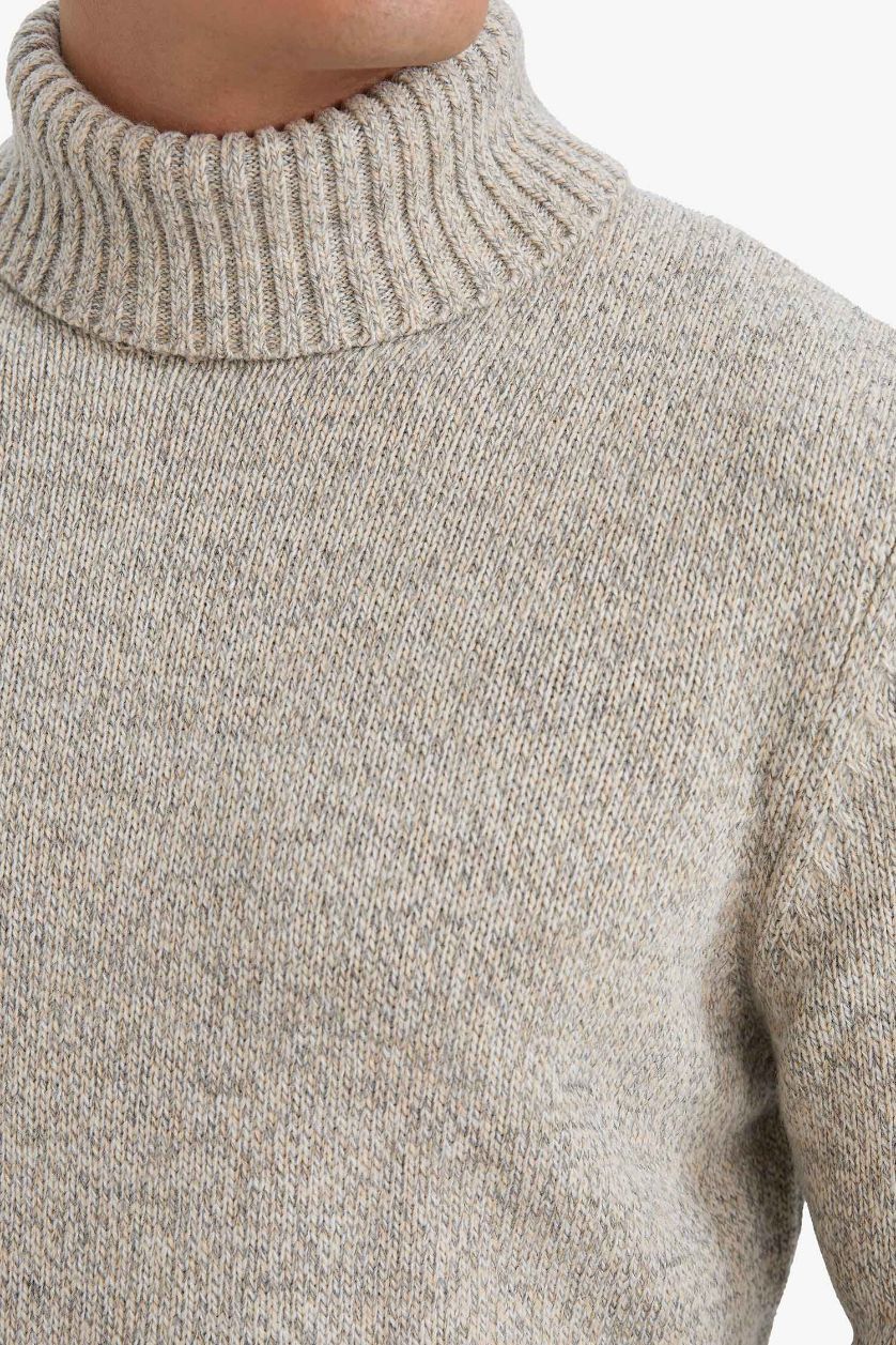 رجالي ميلانج بيج فاتح بلوفر تريكو قصة عادية هاي كول