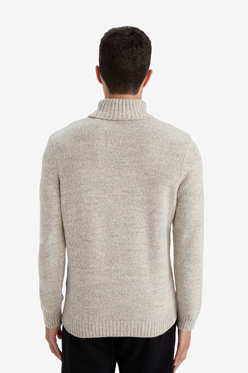 رجالي ميلانج بيج فاتح بلوفر تريكو قصة عادية هاي كول