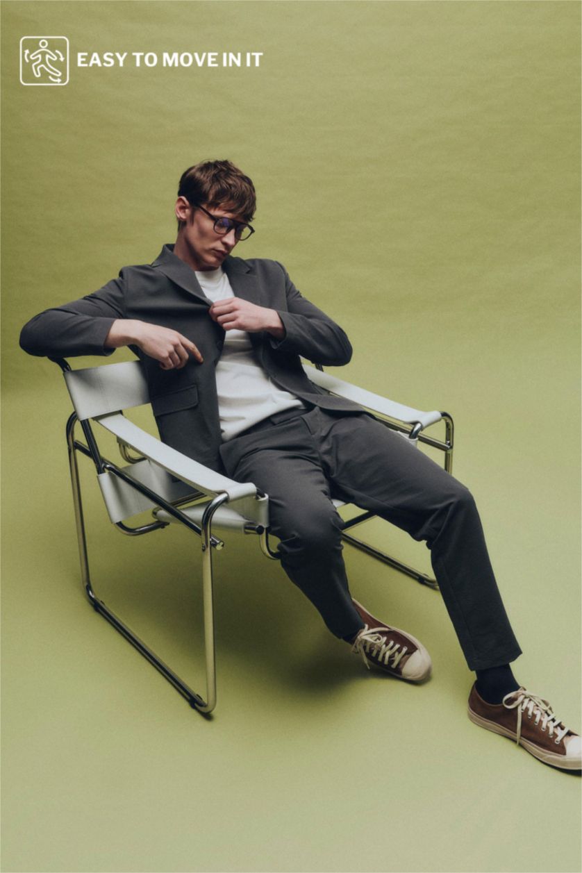 HOMME Gris Pantalon Coupe ajustée