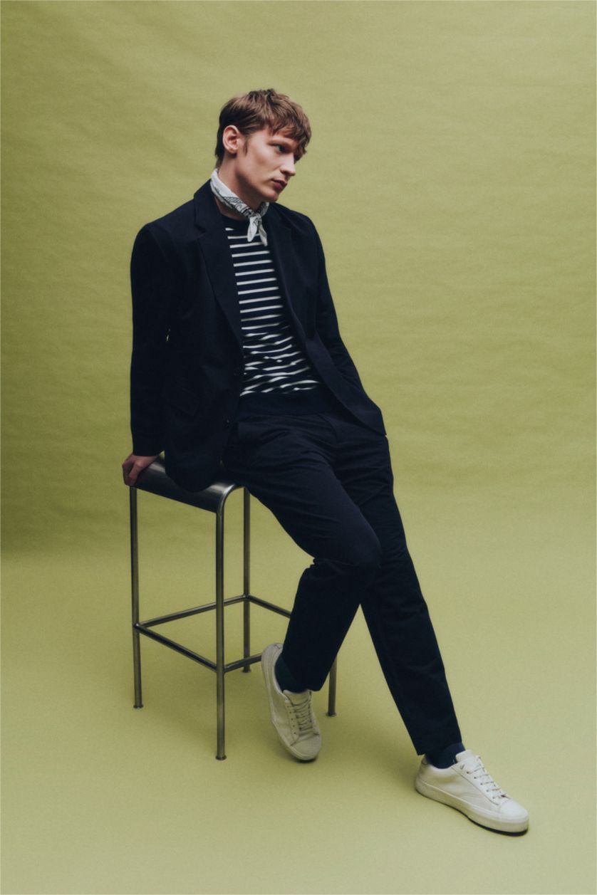 HOMME Marin Pantalon Coupe ajustée