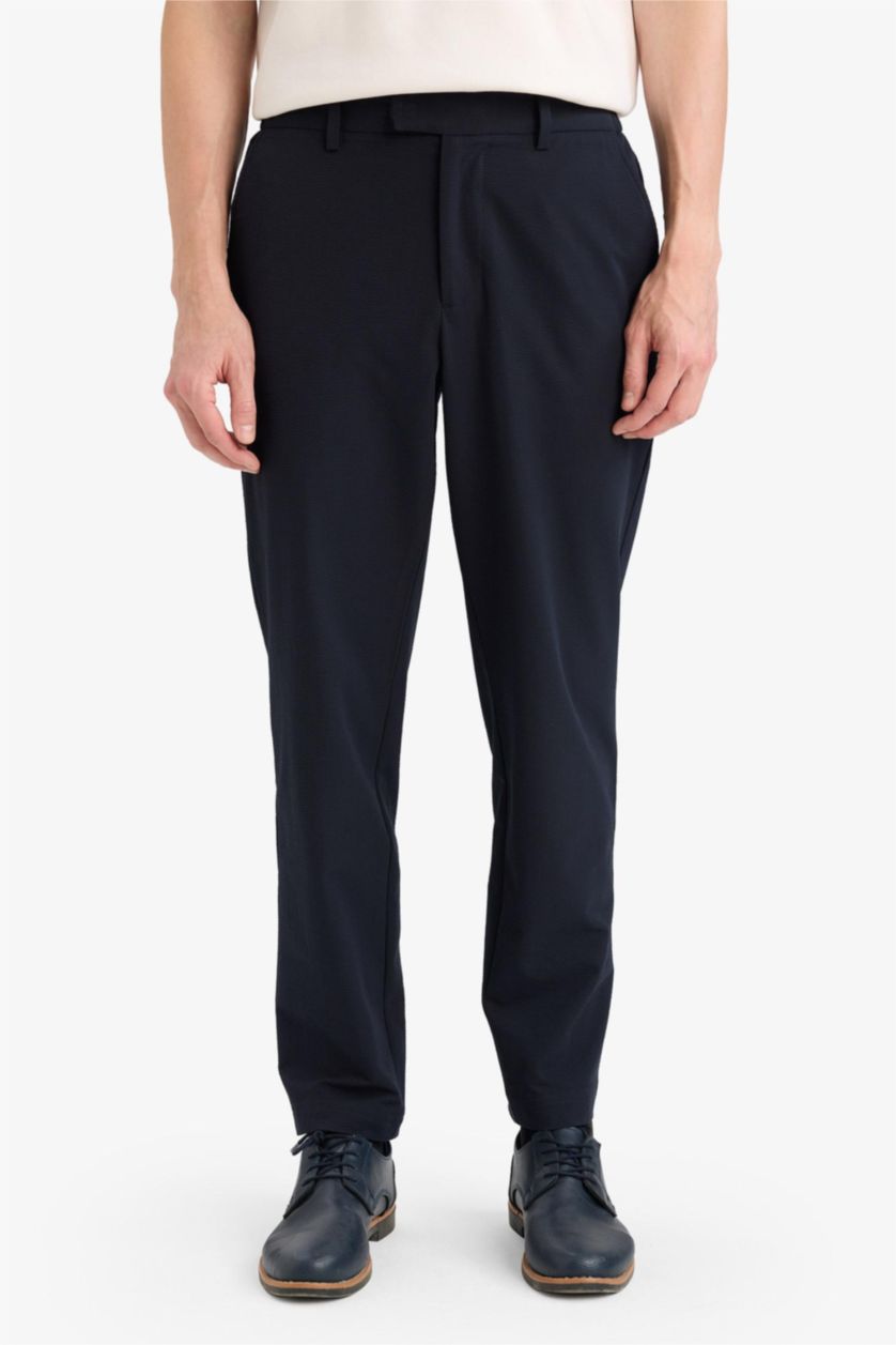 HOMME Marin Pantalon Coupe ajustée