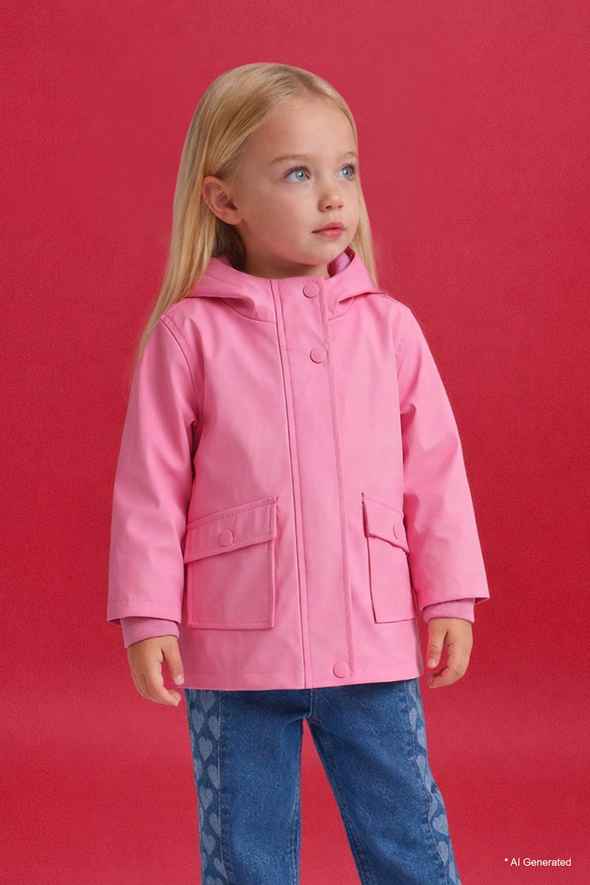 طفلة صغيرة زهري Baby Girl Hooded Waterproof Puffer Jacket