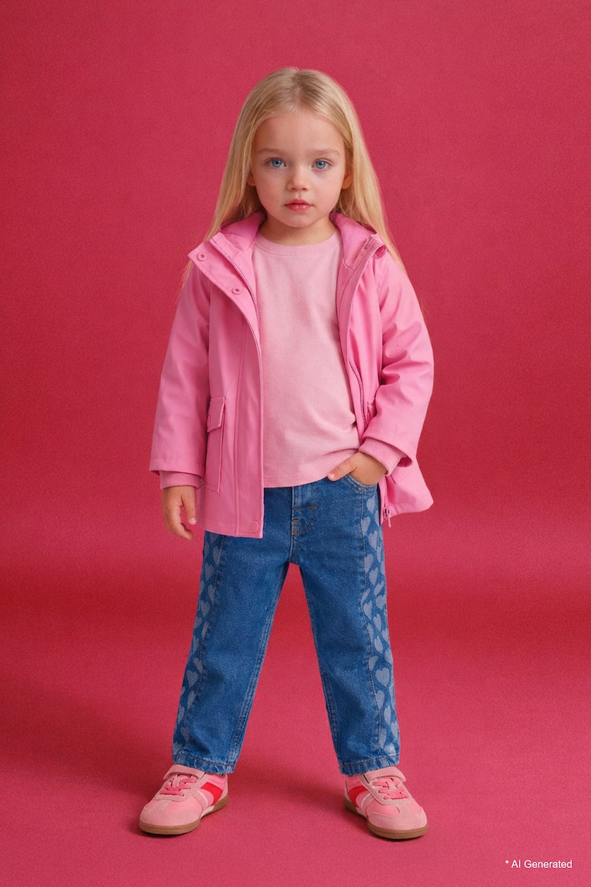 طفلة صغيرة زهري Baby Girl Hooded Waterproof Puffer Jacket