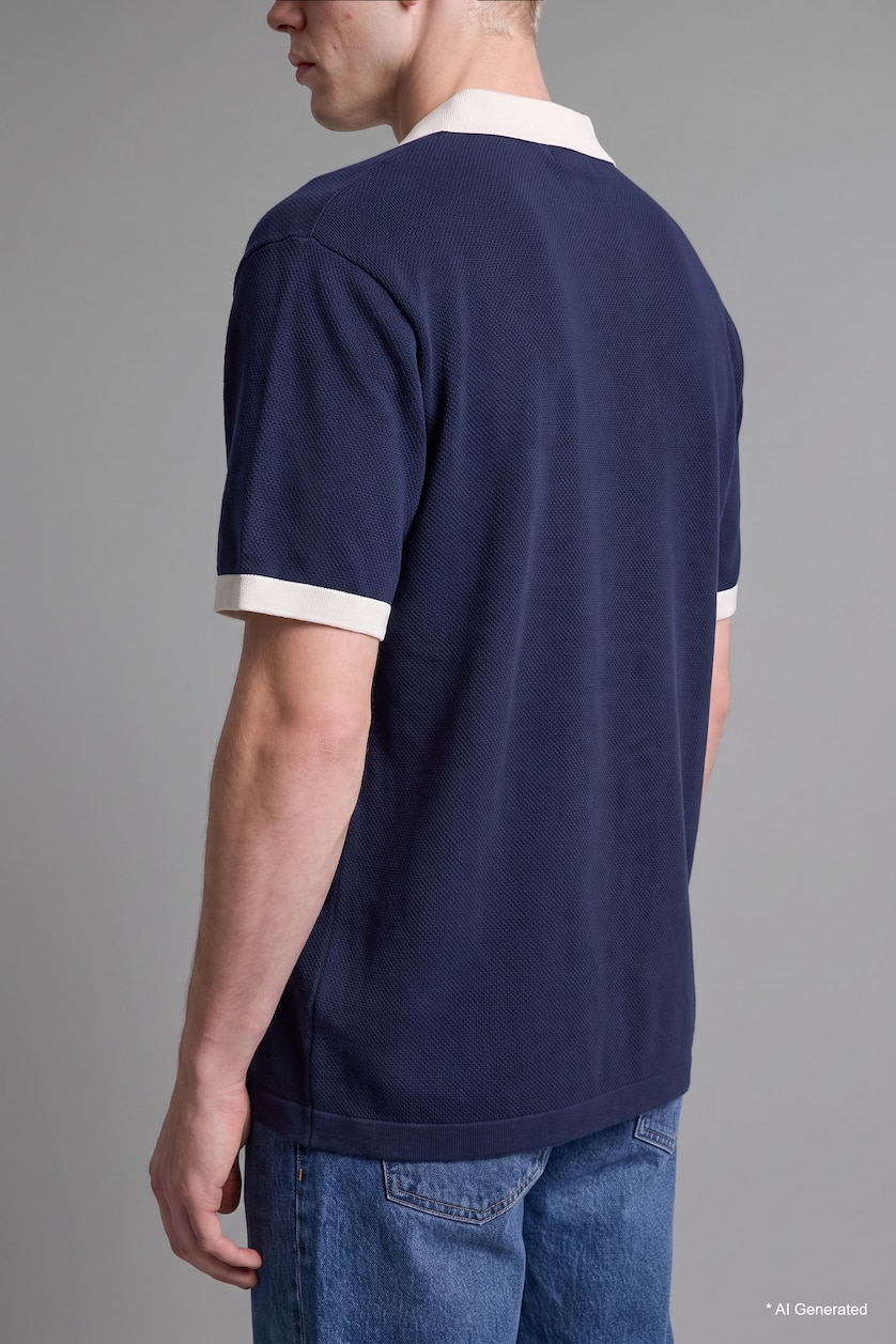 Men NAVY Boxy Fit Short Sleeve Polo T-Shirt