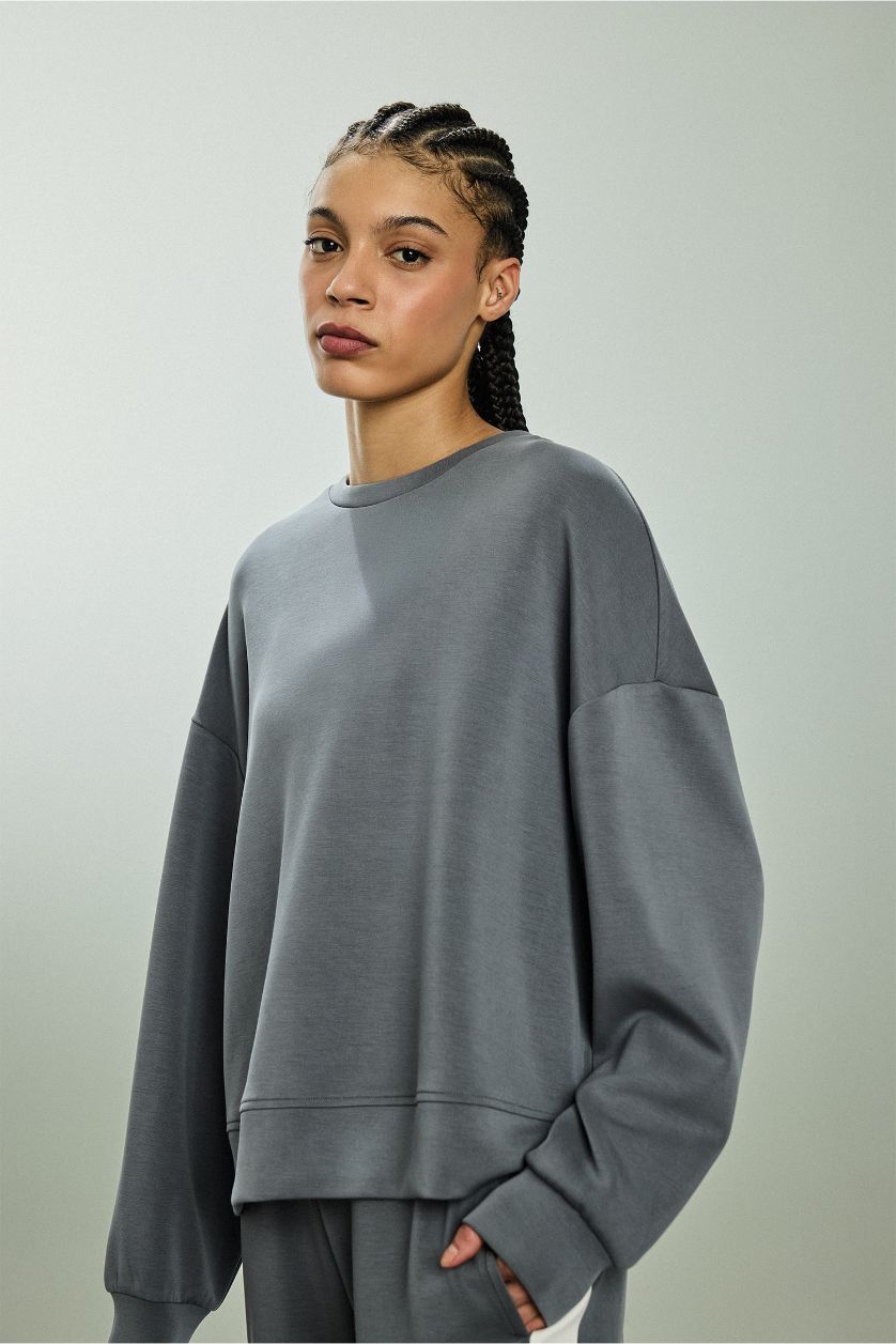 WOMAN Grey Crew Neck Modal Sports Sweatshirt