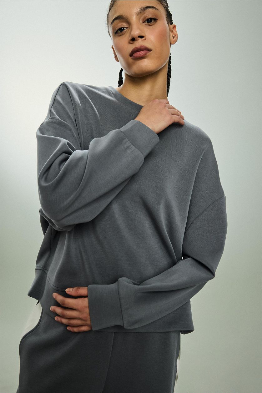 WOMAN Grey Crew Neck Modal Sports Sweatshirt