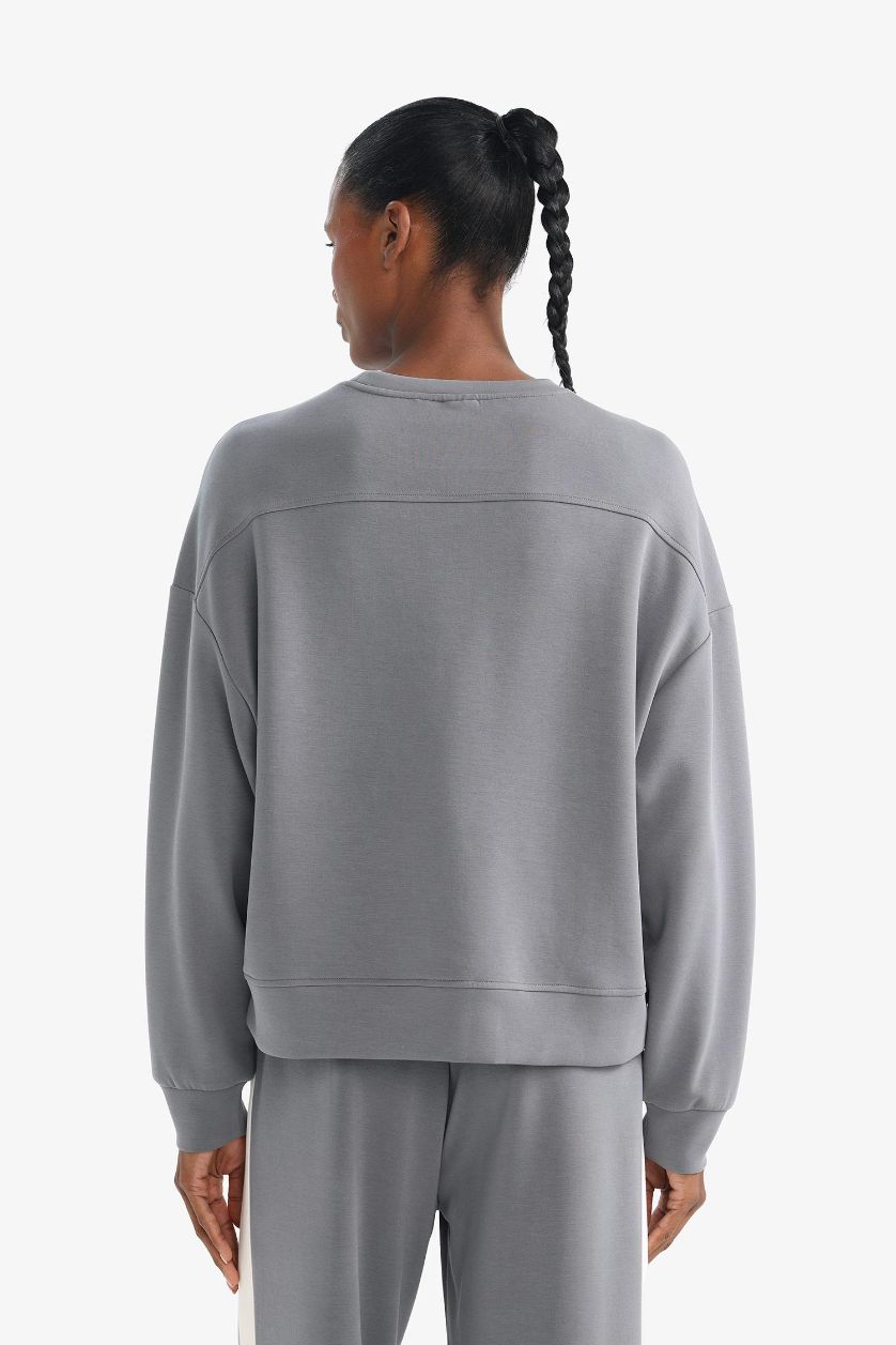 WOMAN Grey Crew Neck Modal Sports Sweatshirt