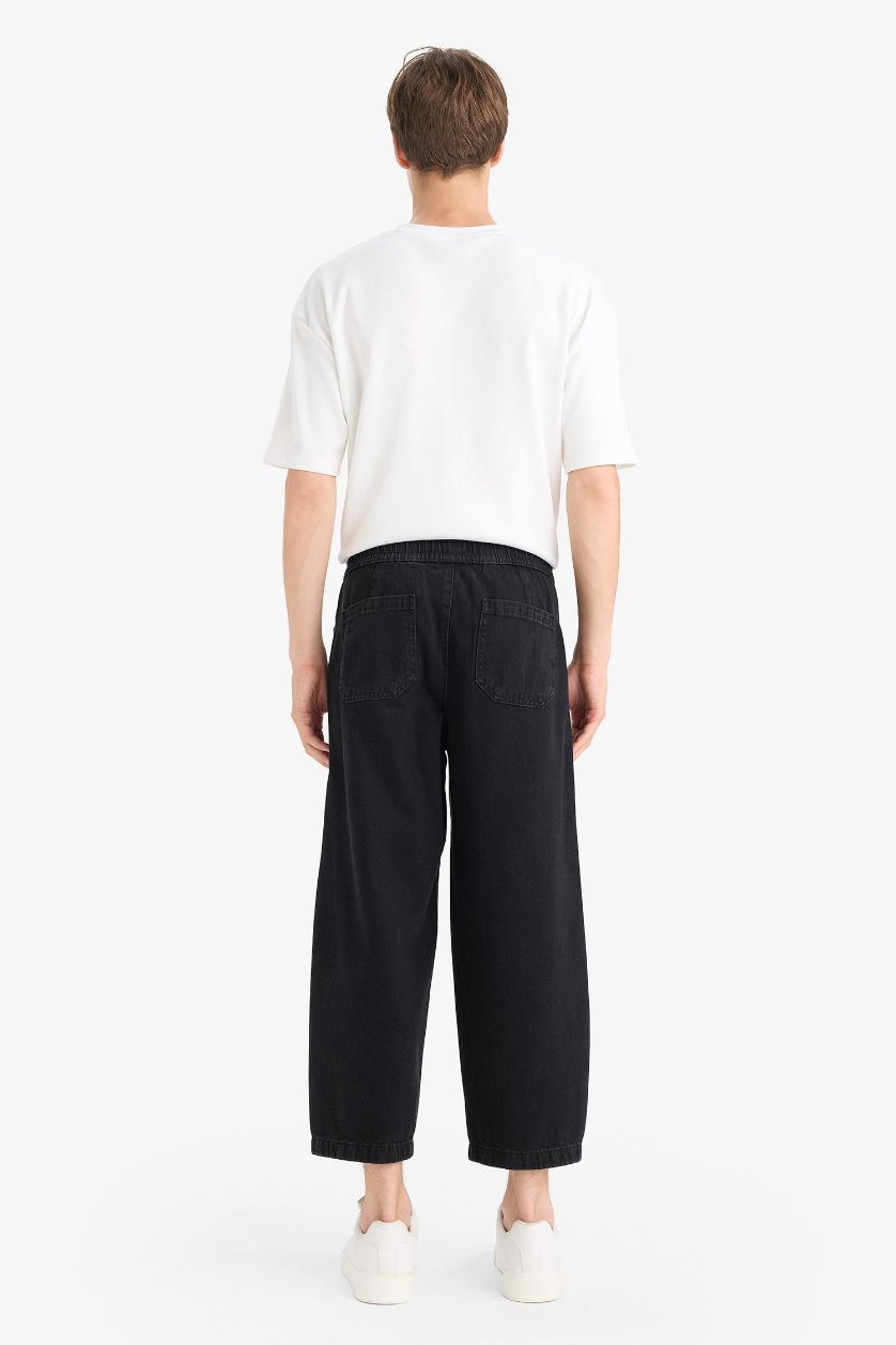 رجال أسود بنطرون جينز باريل فيت برجل واسع