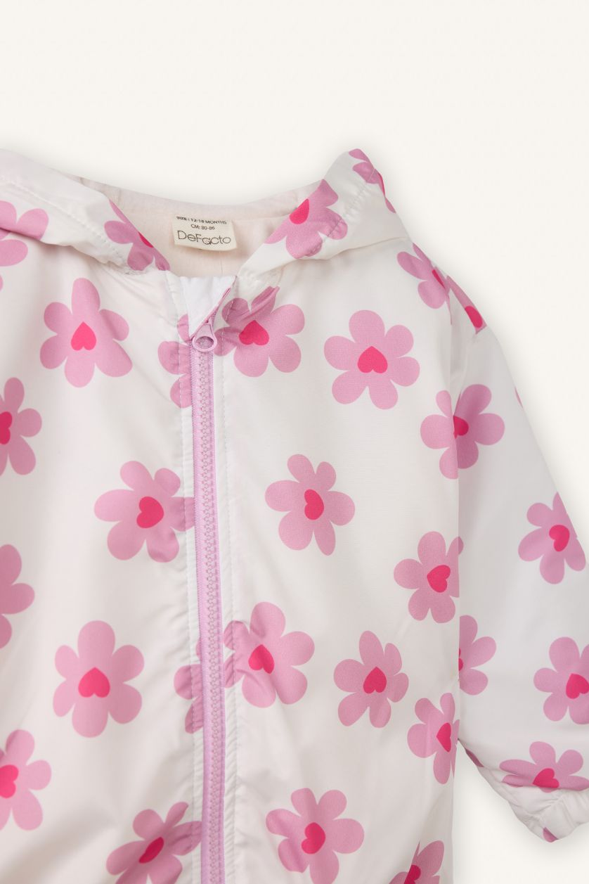 BABY GIRL Ecru Baby Girl Waterproof Hooded Raincoat