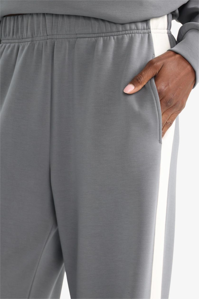 حريمي رمادي بنطلون سويت بانتس وايد ليج برجل واسع بجيب