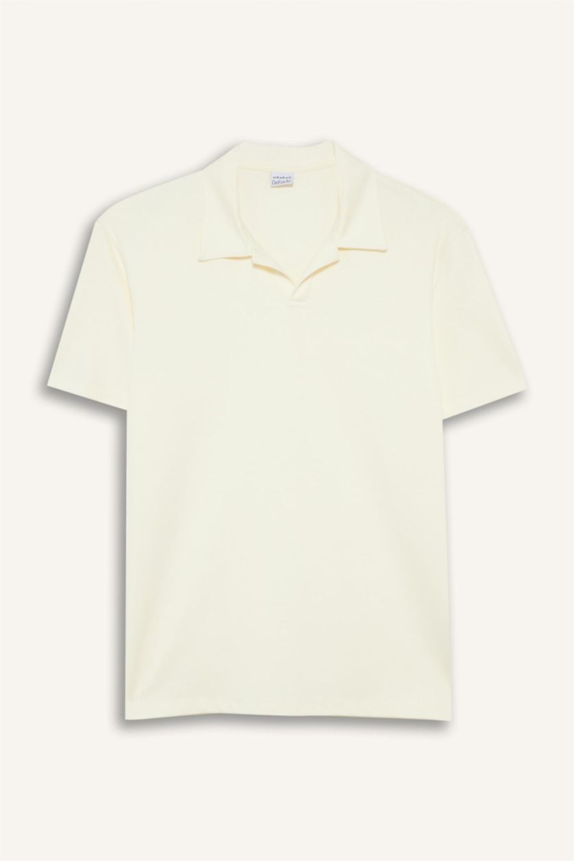 Erkek Ekru Regular Fit Polo Yaka Kısa Kollu Tişört