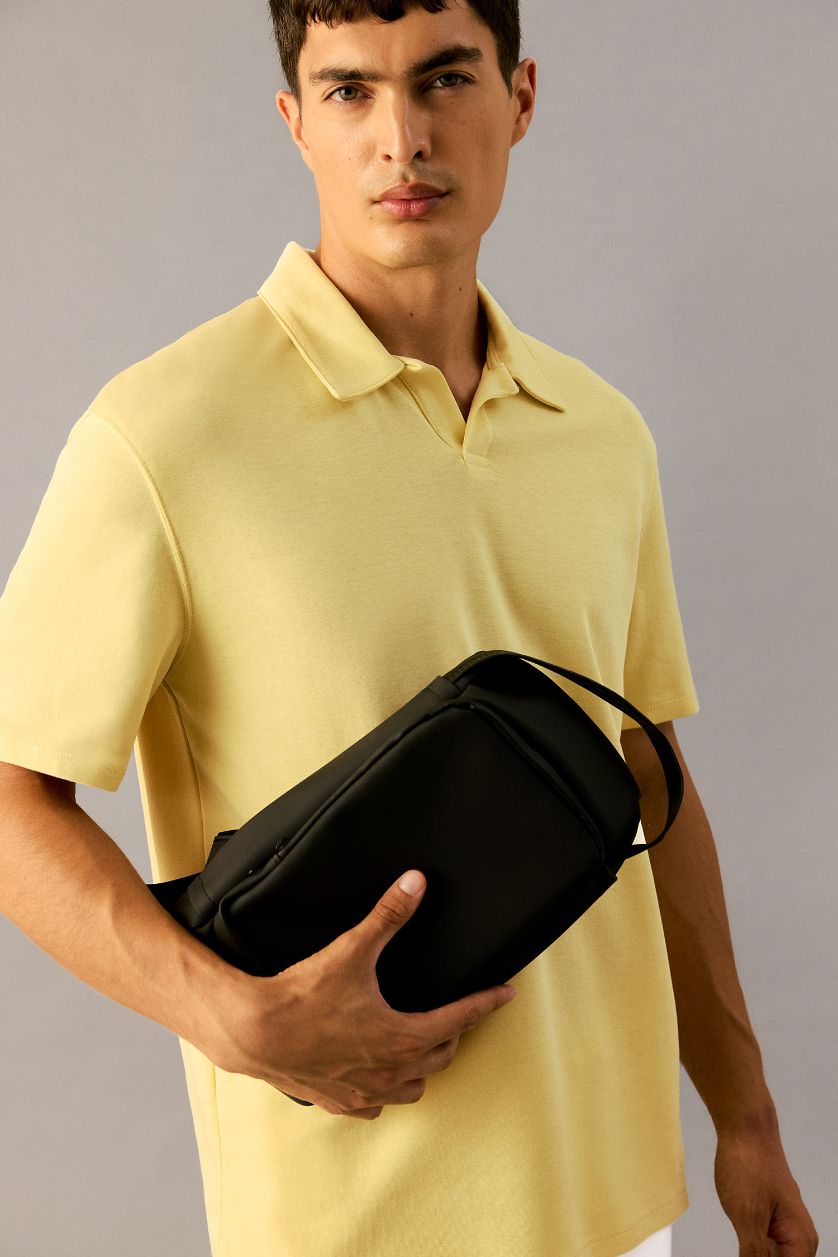 رجال أصفر تيشيرت بولو نص كم قصة عادية