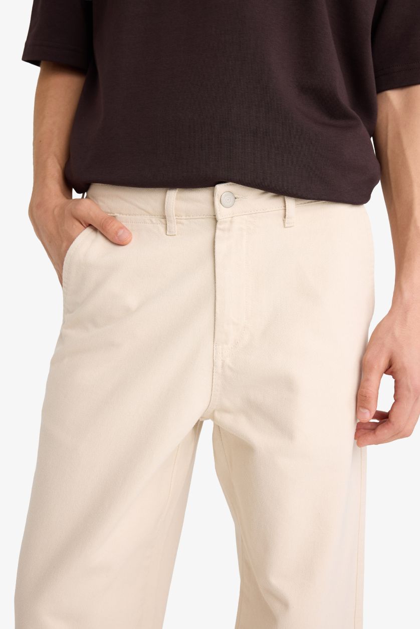 Erkek Kum %100 Pamuk Tapered Wide Leg Fit Geniş Paça Jean Pantolon