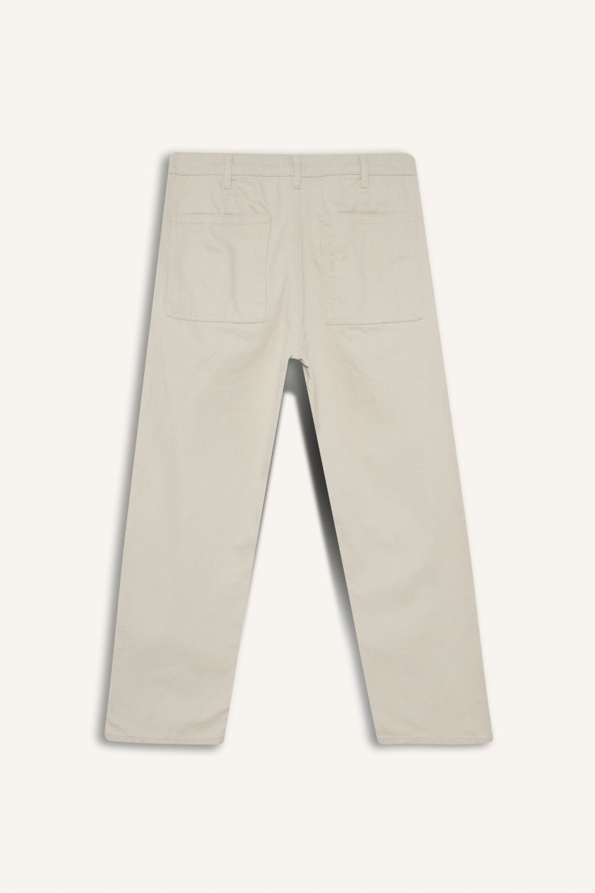 Erkek Kum %100 Pamuk Tapered Wide Leg Fit Geniş Paça Jean Pantolon