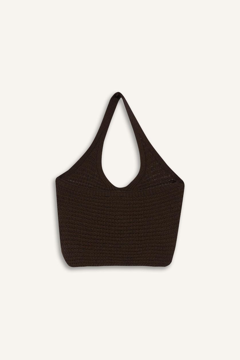 Kadın Kahve Slim Fit Dar Kesim Halter Yaka Triko Atlet