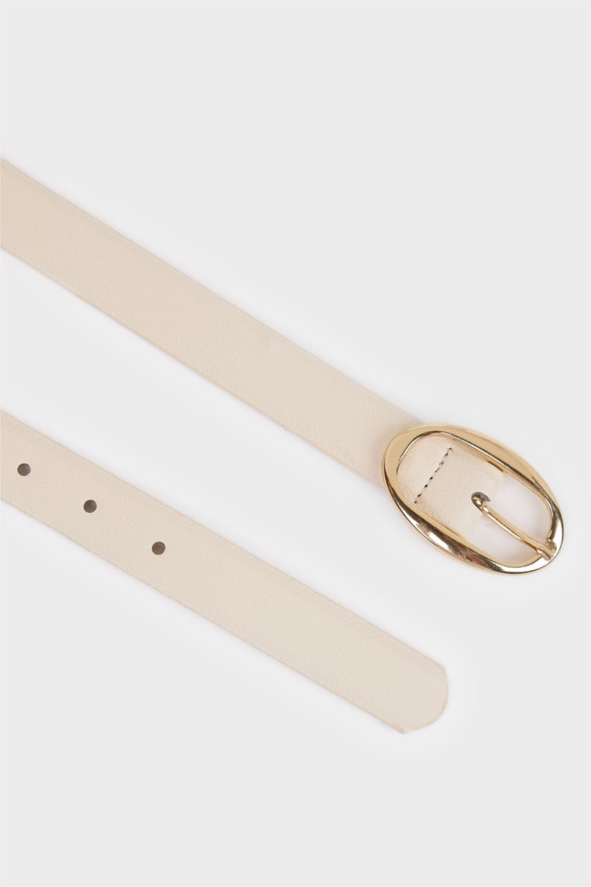 Kadın Bej Kadın Suni Deri 2'li Günlük Kemer