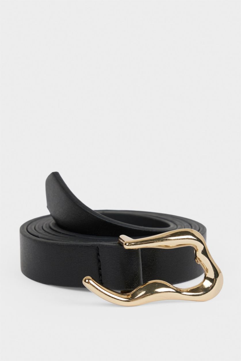 Kadın Siyah Kadın Suni Deri Elbise Kemeri