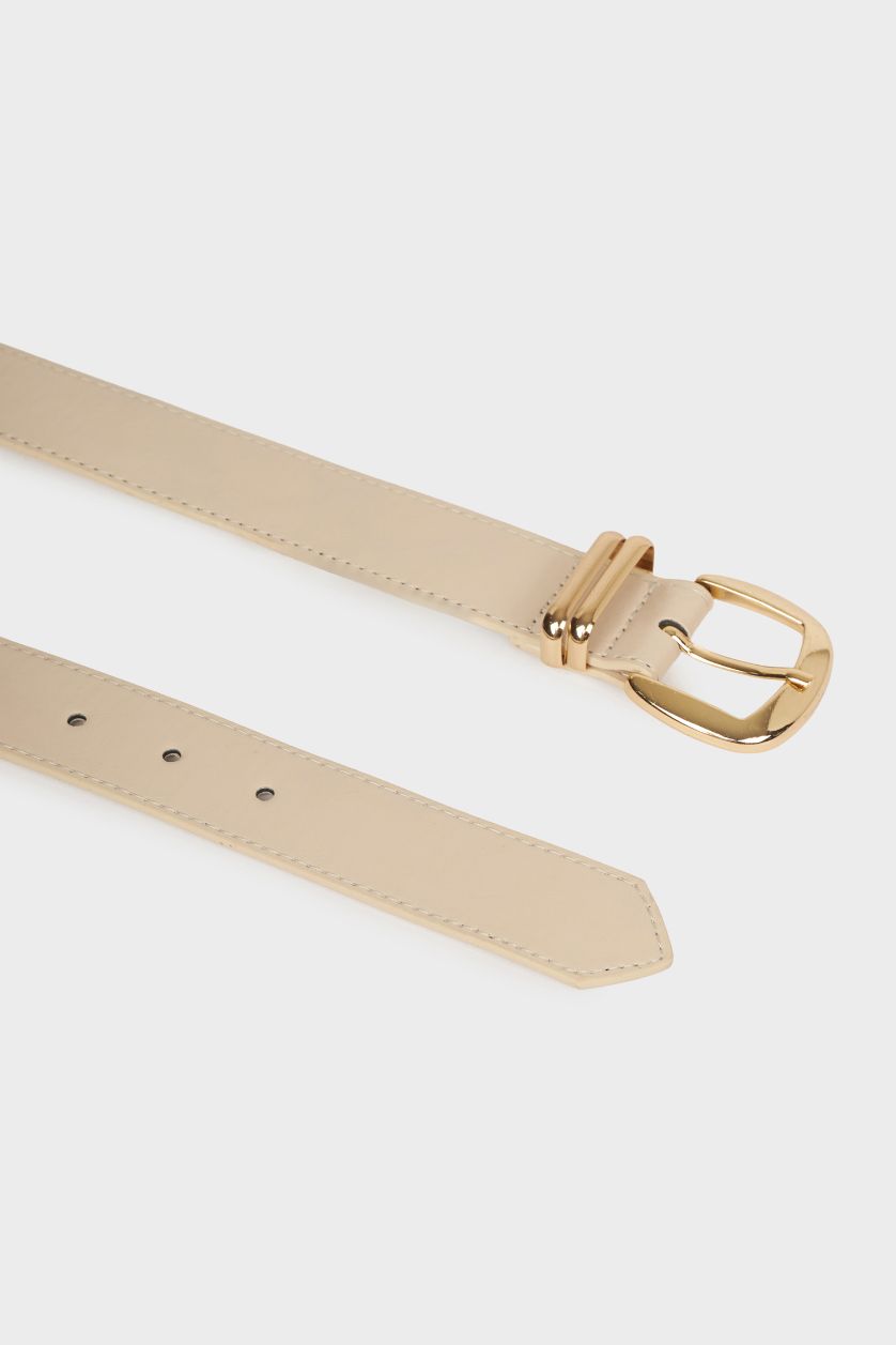 Kadın Bej Kadın Dikdörtgen Toka Suni Deri Jean Kemeri