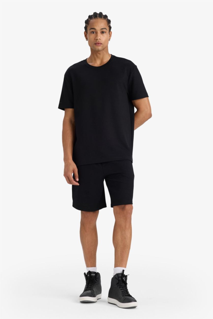 MAN Black DeFactoFit Standard Fit Side Printed Sports T-Shirt