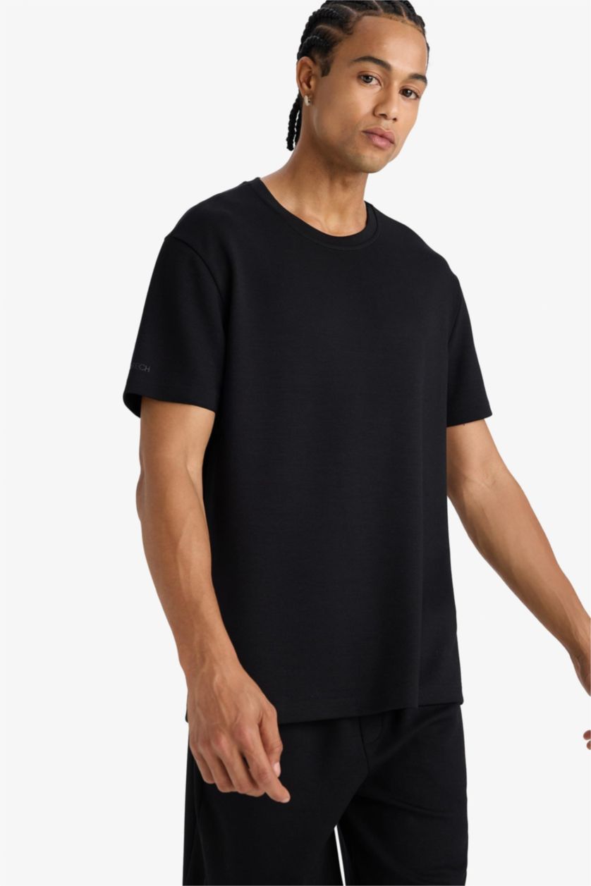 MAN Black DeFactoFit Standard Fit Side Printed Sports T-Shirt