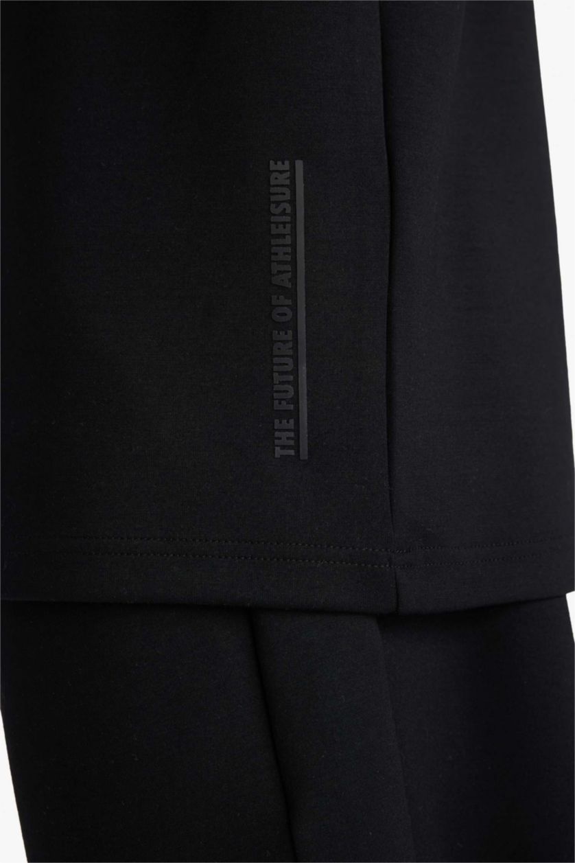 MAN Black DeFactoFit Standard Fit Side Printed Sports T-Shirt