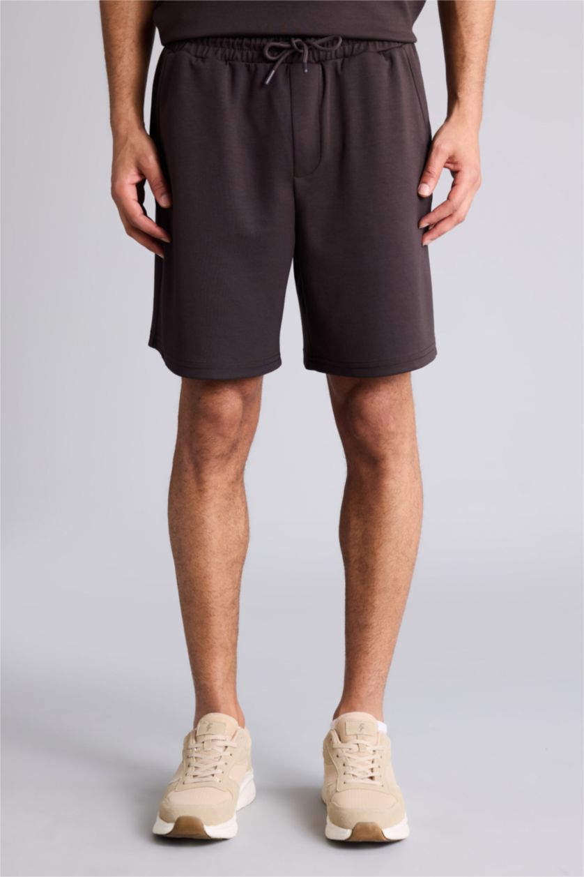 Erkek Kahve Sporcu Kısa Paça Modal Şort