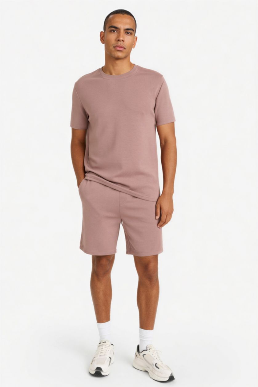 MAN Light Brown Standard Fit modal Printed Short Leg Shorts