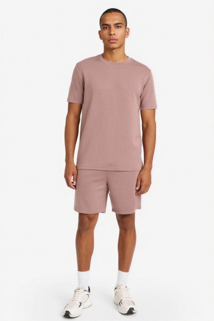 MAN Light Brown Standard Fit modal Printed Short Leg Shorts