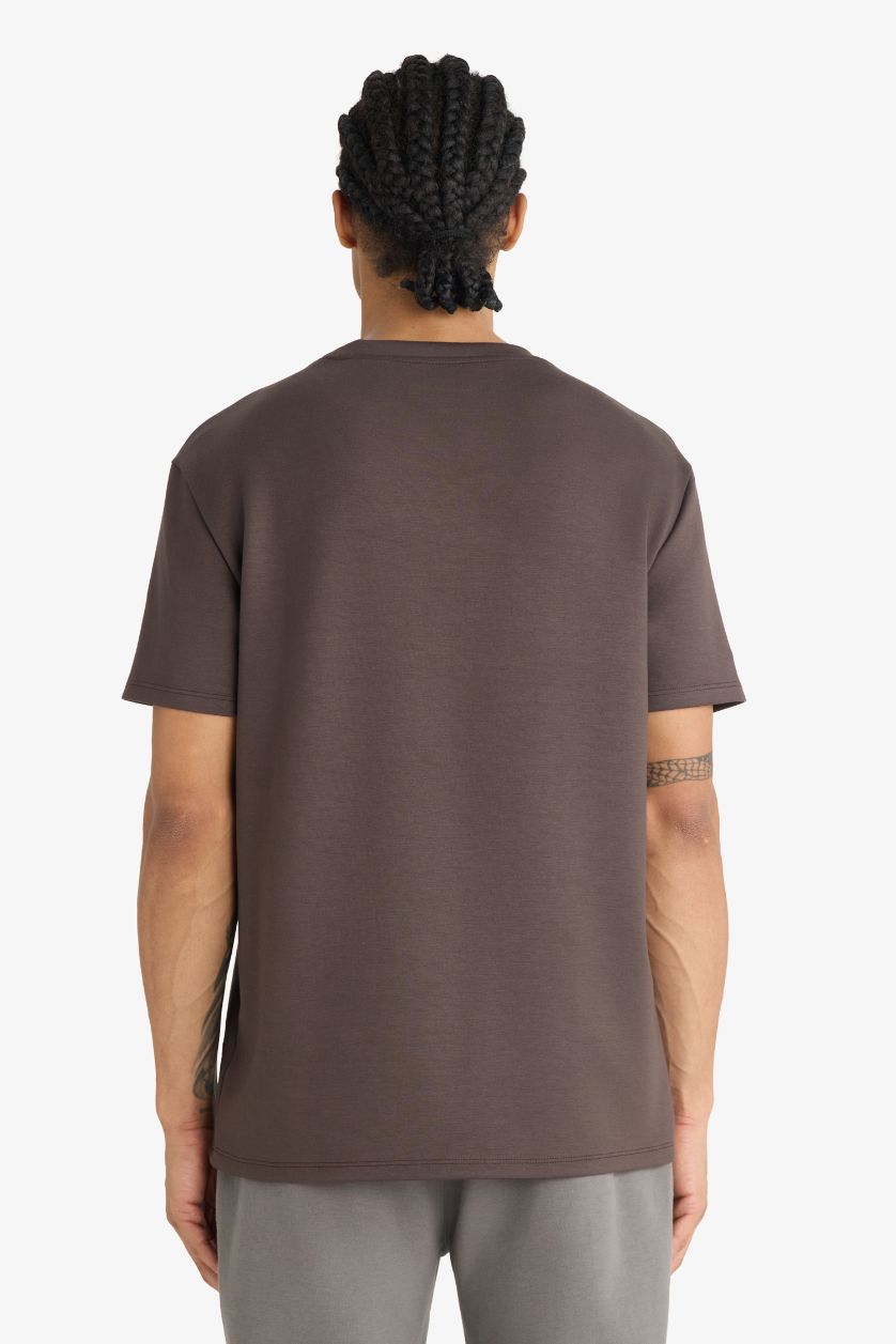 Erkek Kahve Standart Fit Bisiklet Yaka Modal Baskılı Sporcu Kısa Kollu Tişört