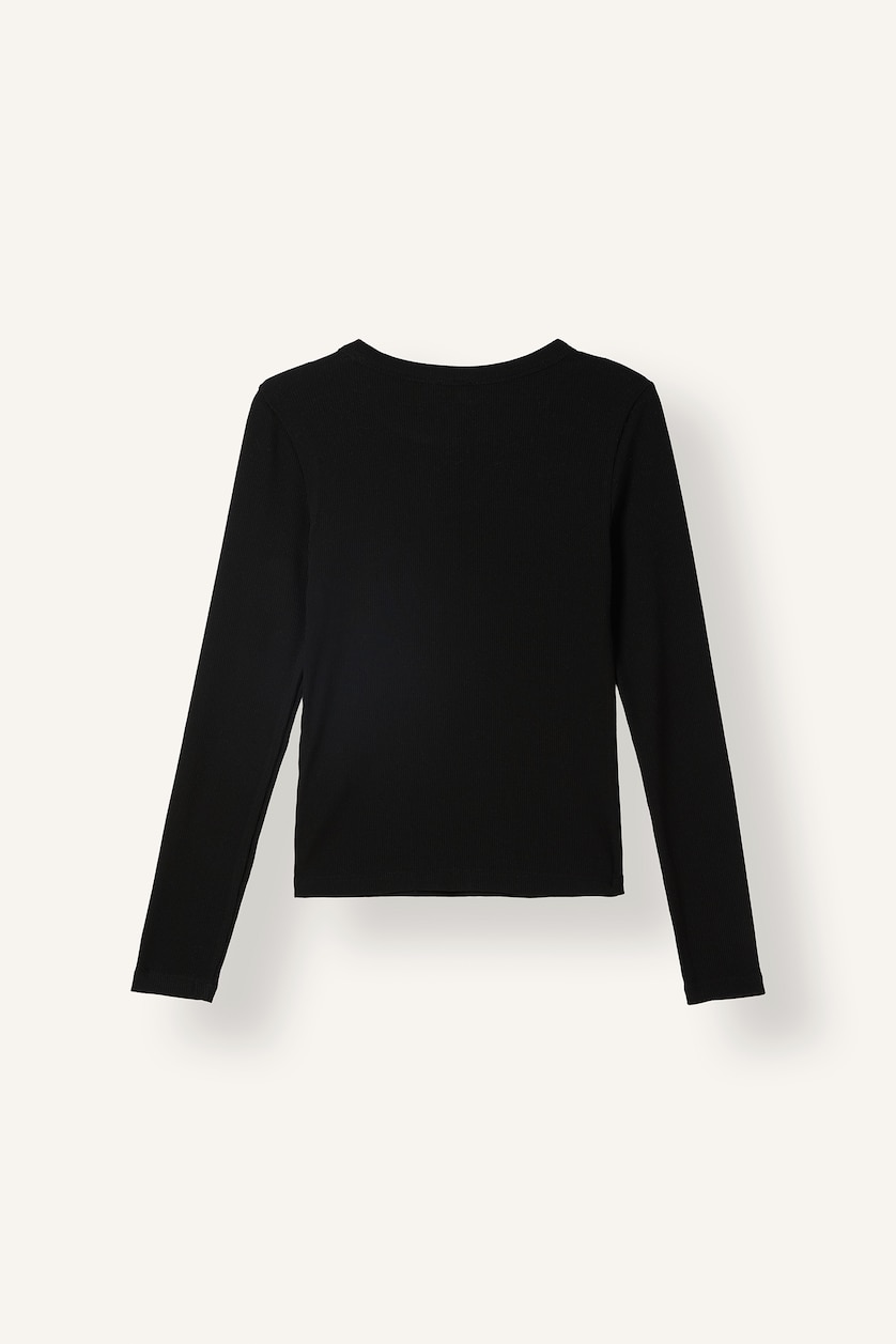 حريمي أسود Slim Fit Camisole Long Sleeve T-Shirt