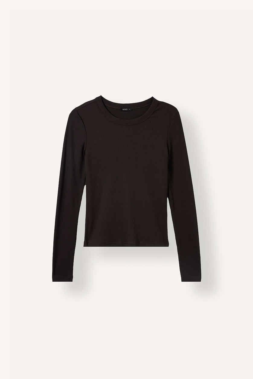 WOMAN Brown Slim Fit Camisole Long Sleeve T-Shirt