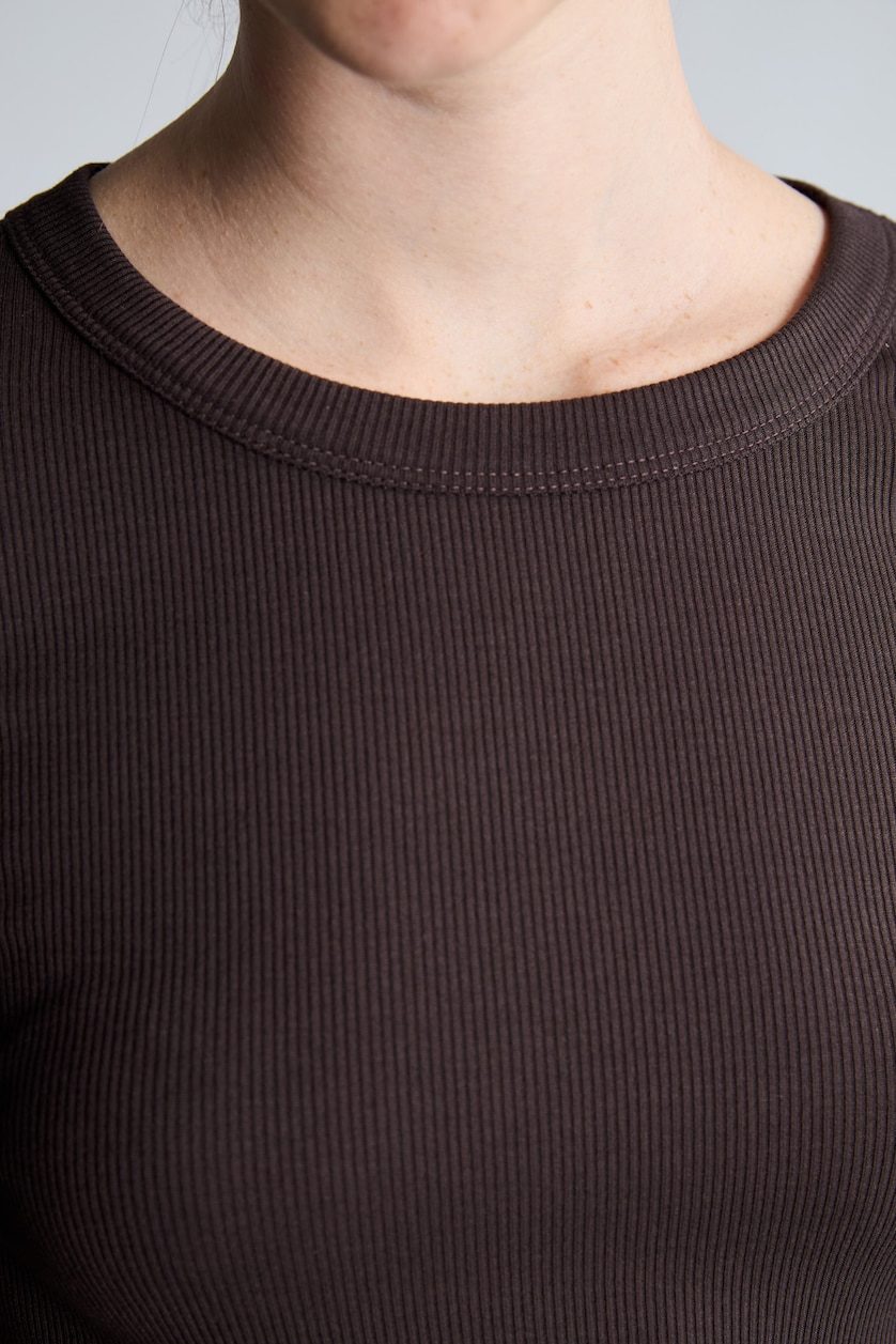 WOMAN Brown Slim Fit Crew Neck Camisole Long Sleeve T-Shirt
