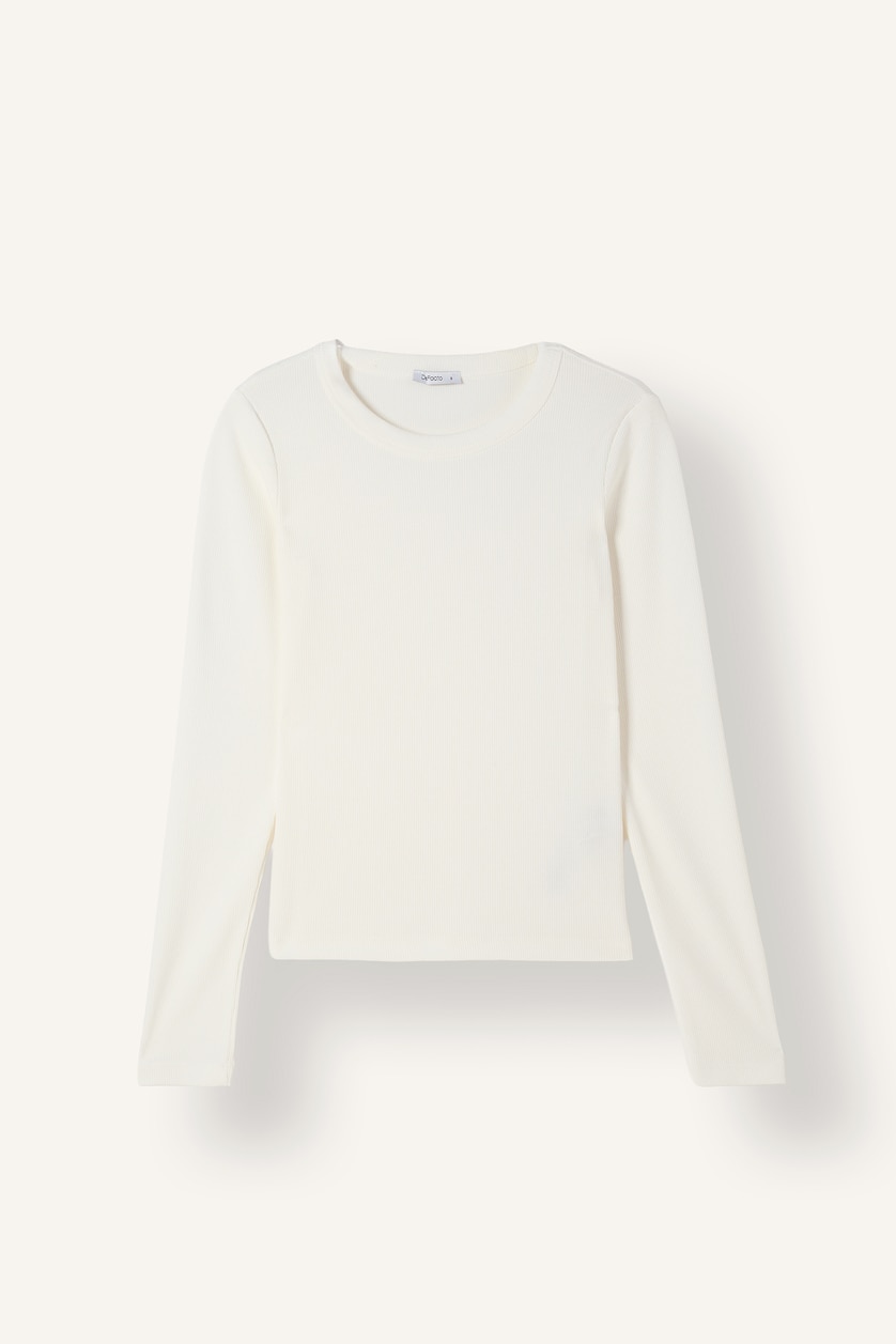 حريمي بيج فاتح Slim Fit Camisole Long Sleeve T-Shirt