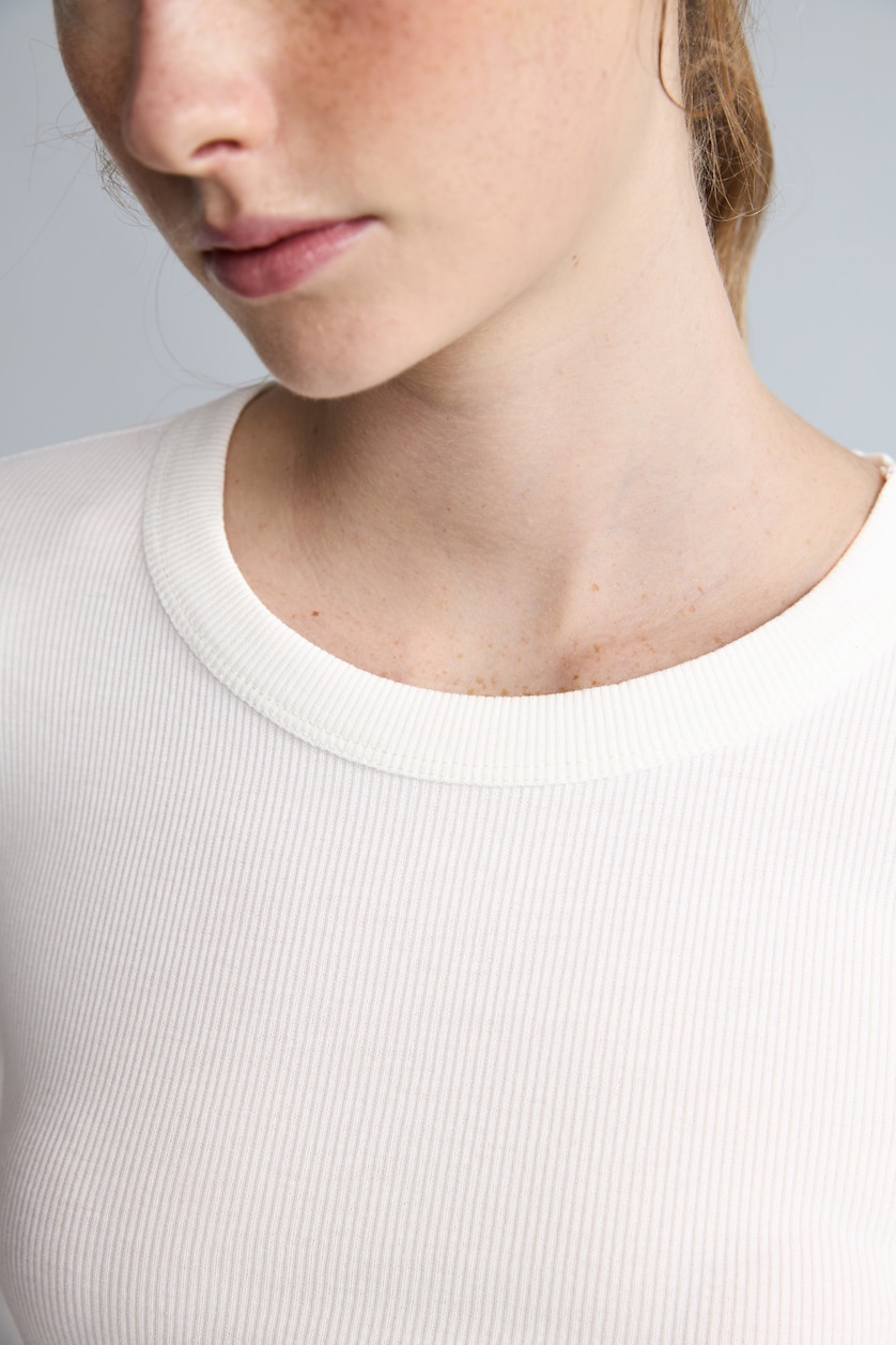 WOMAN Ecru Slim Fit Crew Neck Camisole Long Sleeve T-Shirt