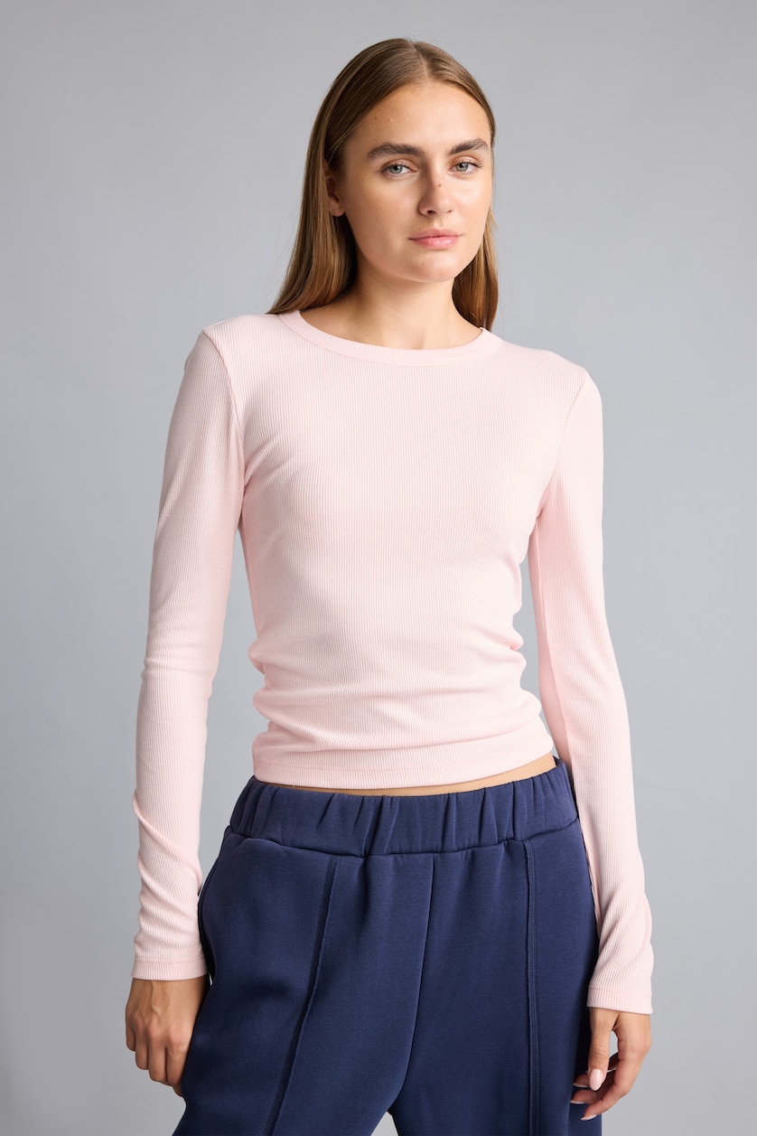 WOMAN Light Pink Slim Fit Camisole Long Sleeve T-Shirt