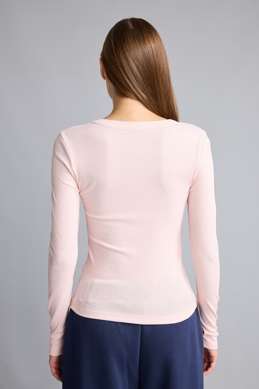 WOMAN Light Pink Slim Fit Camisole Long Sleeve T-Shirt