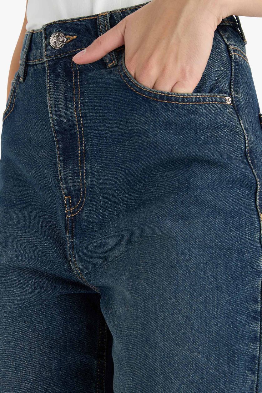 WOMAN Dark Blue 90's Wide Leg High Waist Straight Leg Jeans