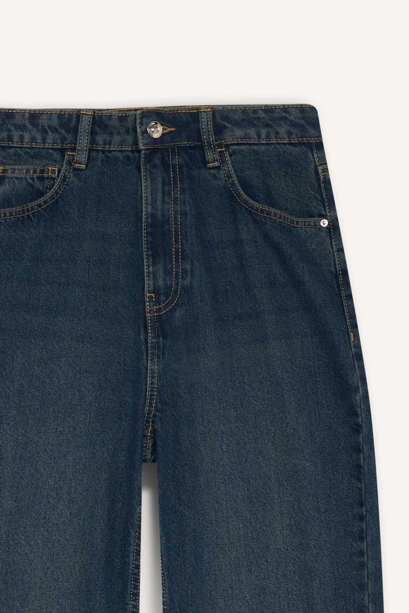 WOMAN Dark Blue 90's Wide Leg High Waist Straight Leg Jeans