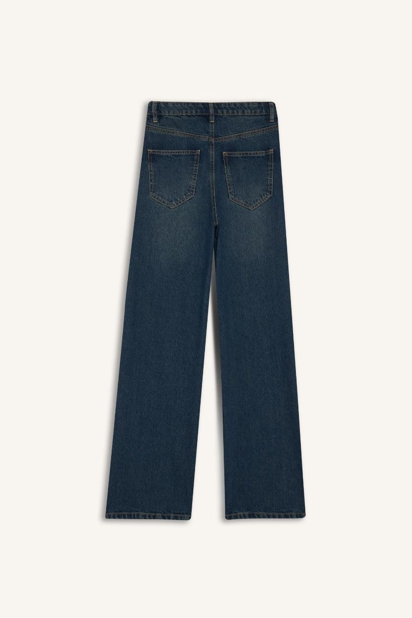 WOMAN Dark Blue 90's Wide Leg High Waist Straight Leg Jeans