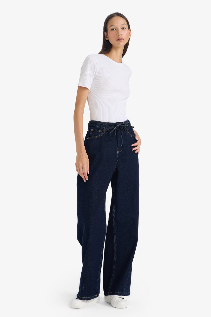 WOMAN Blue Black Wide Straight Leg High Waist Jeans