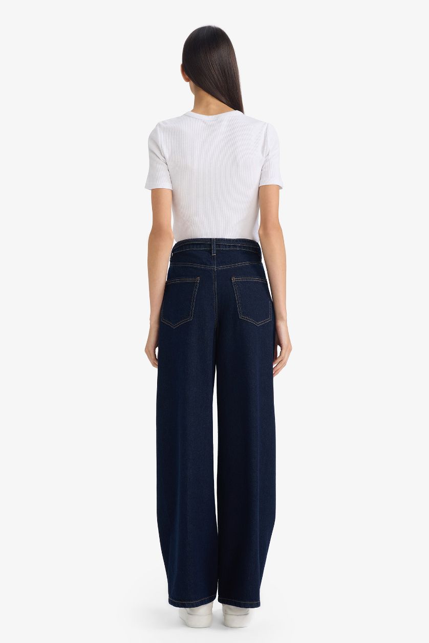 WOMAN Blue Black Wide Straight Leg High Waist Jeans