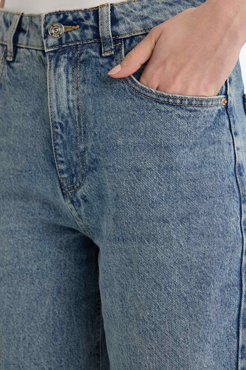 WOMAN Dark Blue Straight Fit High Waist Jeans