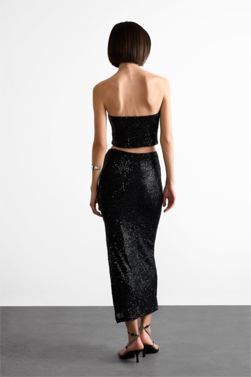 نساء أسود تنورة طول الكوع بساق مطاطي