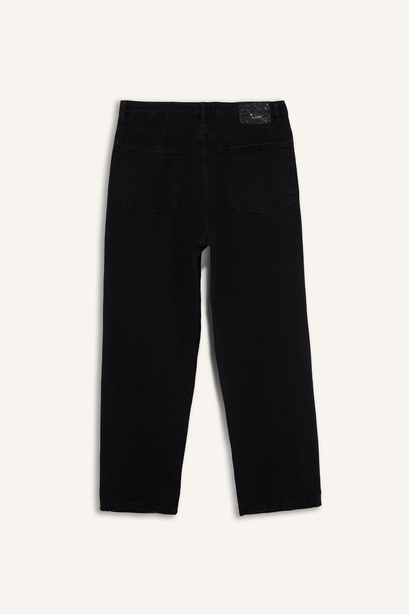 رجال أسود بنطلون جينز باجي فيت برجل واسع