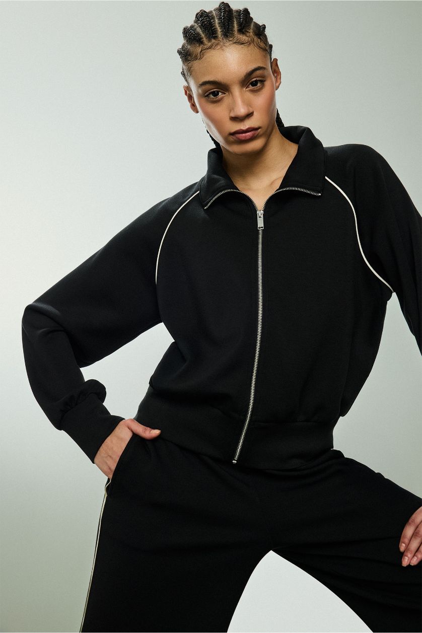 WOMAN Black Standard Fit High Neck modal Cardigan