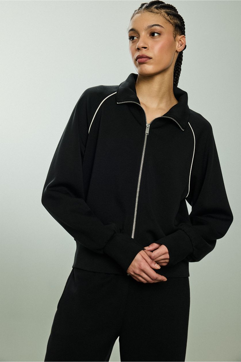 WOMAN Black Standard Fit High Neck modal Cardigan