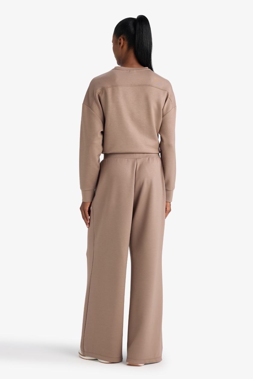 نساء بني فاتح بنطرون مودال نسيج مشروط وايد ليج من DeFactoFit