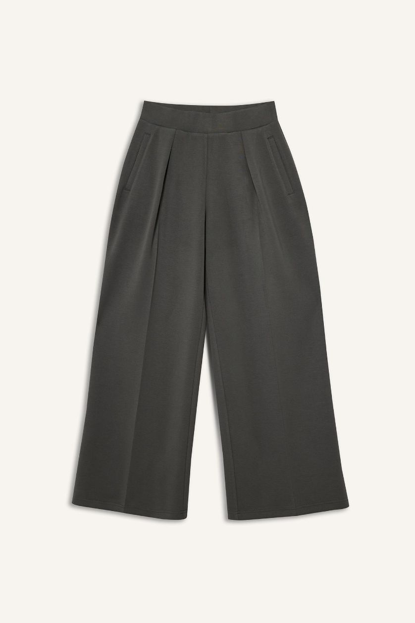 Kadın Koyu Haki Wide Leg Modal Eşofman Altı