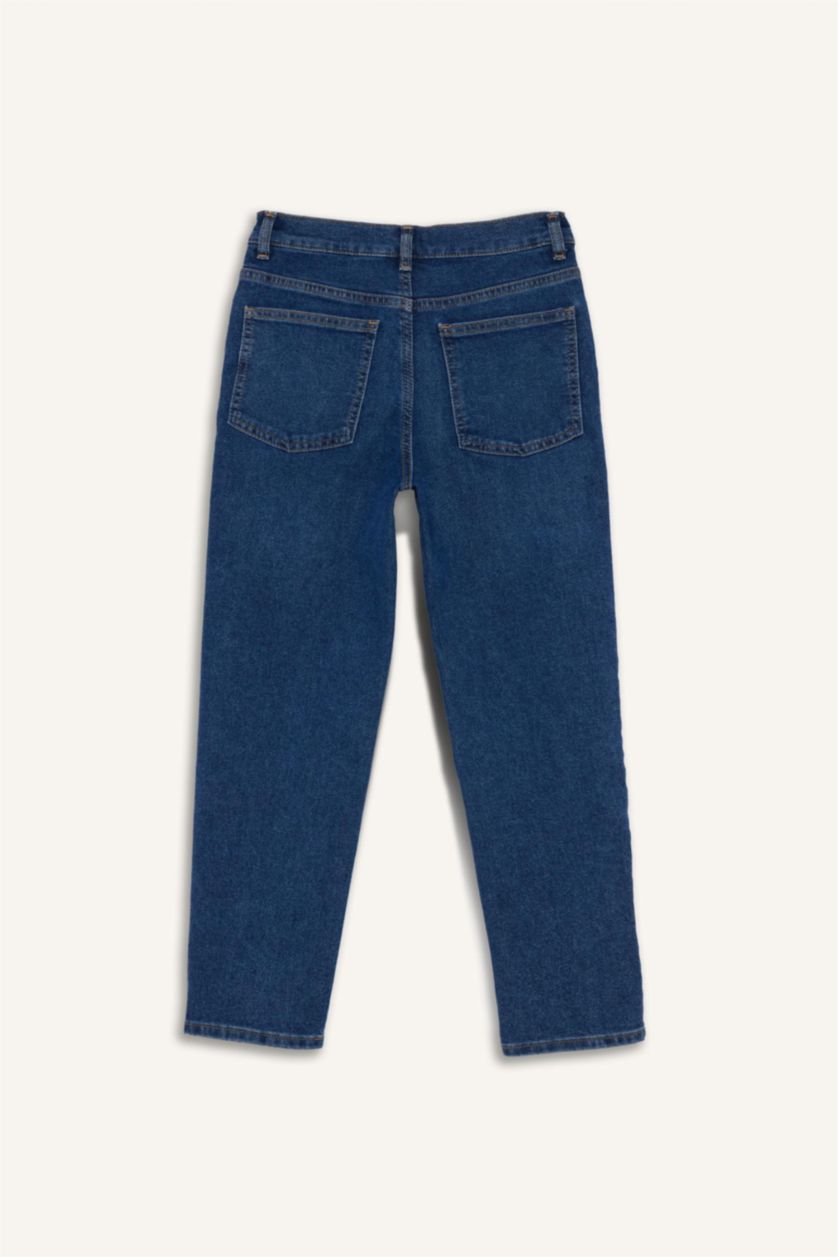 Erkek Çocuk - Genç Erkek Koyu Mavi Straight Fit Düz Paça Jean Pantolon Erkek Çocuk